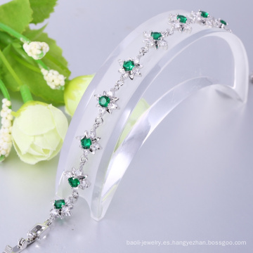 pulsera de latón cúbico verde zircon elegante